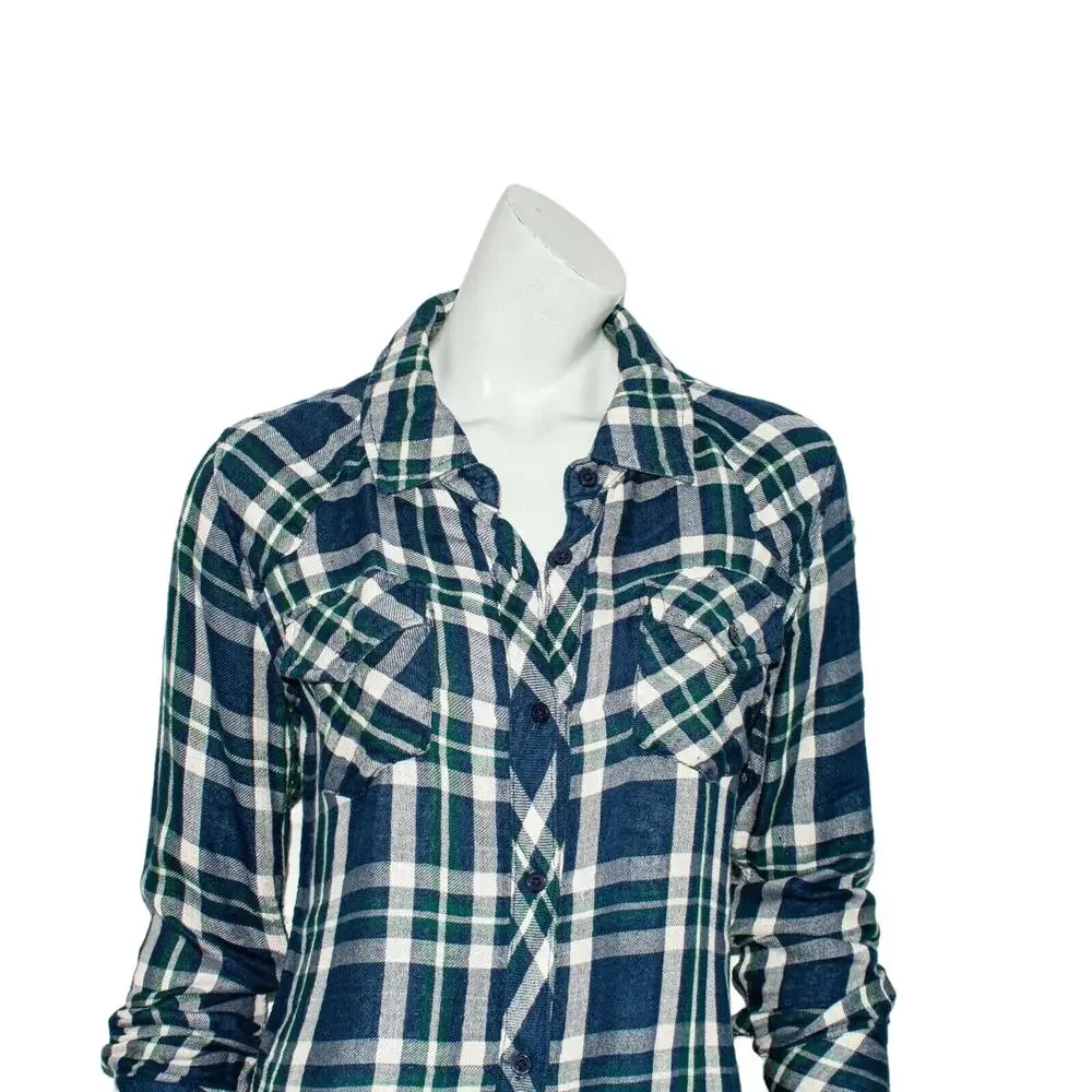 Rails Women's Button up Flannel Shirt Blue Plaid Tencel Rayon Size XS - Picture 7 of 8